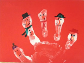 儿童用手掌印做圣诞雪人贺卡的方法