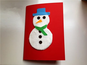 儿童手工制作新年雪人贺卡的方法