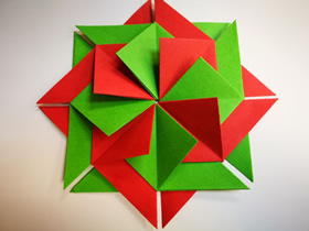 折纸圣诞节一品红花的图解教程