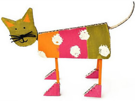 怎么用硬纸板做立体猫的方法