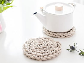 怎么用棉绳编织圆形杯垫餐垫的方法教程