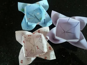 怎么折纸花朵形状盒子的折法图解