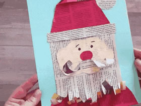 怎么用旧报纸做圣诞老人粘贴画的方法图解