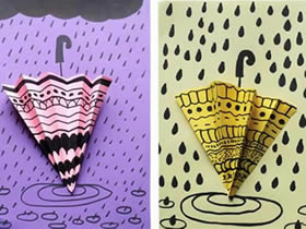 怎么简单做雨天雨伞贴画的方法图解