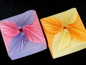 怎么折纸带盒子的花朵盖子的折法图解