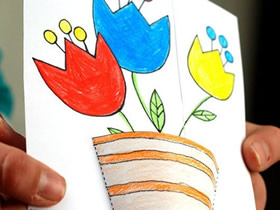 怎么用卡纸手工做花盆教师节卡片的方法图解