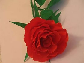 皱纹纸红玫瑰花怎么做教程