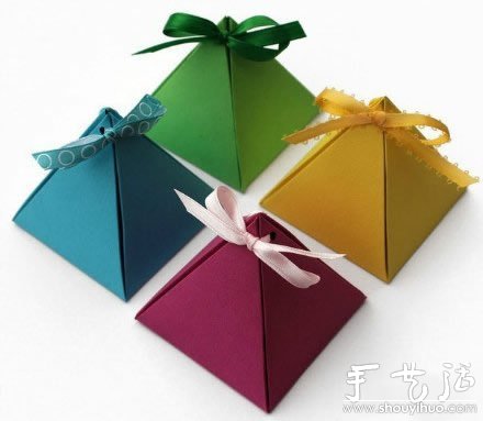 漂亮金字塔形包装盒的手工制作教程- www.aizhezhi.com