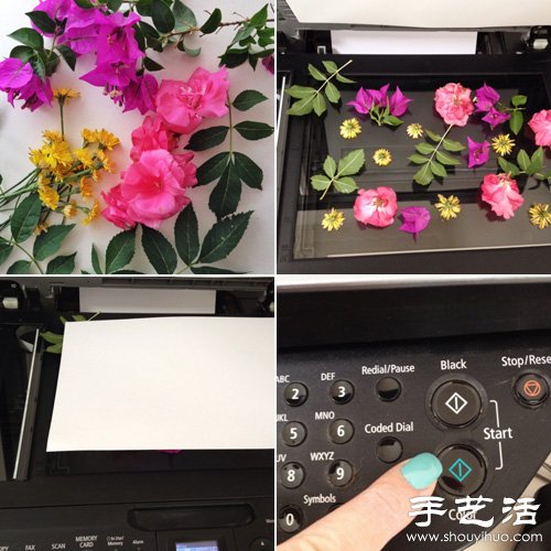 鲜花+打印机 DIY制作漂亮花卉图案包装纸- www.aizhezhi.com