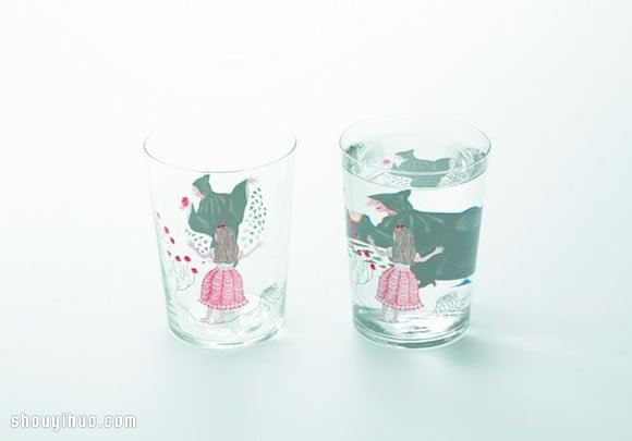 利用水的折射原理 简单DIY童話故事玻璃杯- www.aizhezhi.com