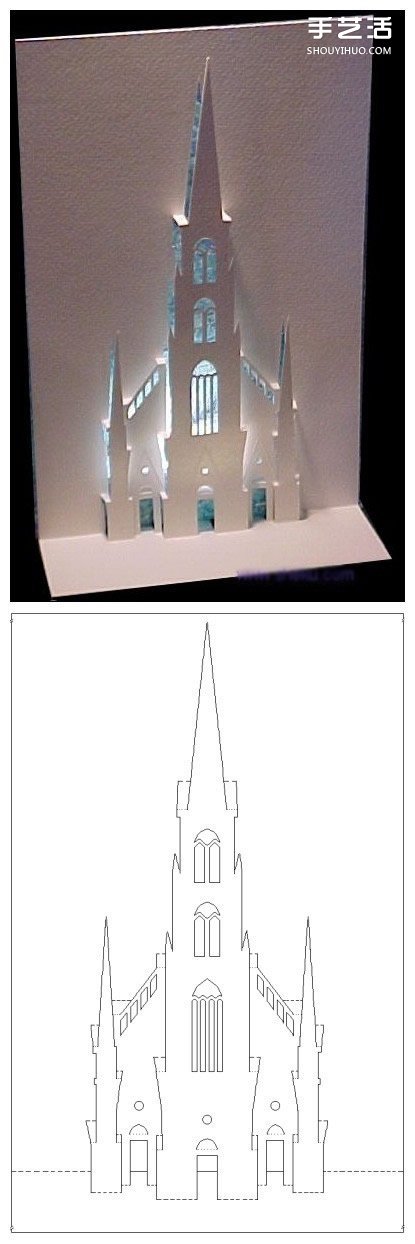 8个能折出建筑物的立体贺卡图纸模板制作图解- www.aizhezhi.com
