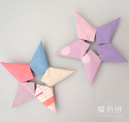 组合五角星的折法 立体五角星折纸图解- www.aizhezhi.com