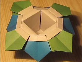 花型收纳筐的折法 手工折纸收纳筐图解