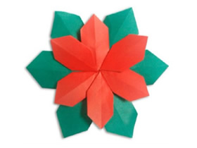 折纸一品红的方法 圣诞花的折法图解