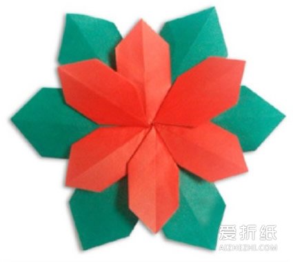 折纸一品红的方法 圣诞花的折法图解- www.aizhezhi.com