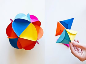 简单花球的折法步骤图 折纸花球图解教程