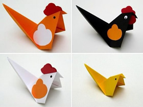 简单公鸡的折法图解 手工折纸公鸡教程