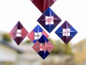 折纸立方体挂饰图解 立方体挂件的折法