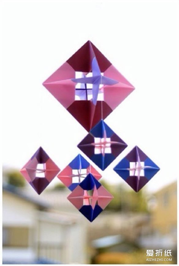 折纸立方体挂饰图解 立方体挂件的折法- www.aizhezhi.com