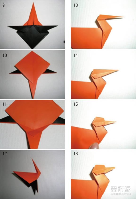 如何折纸立体鸭子 站立鸭子折叠图解- www.aizhezhi.com