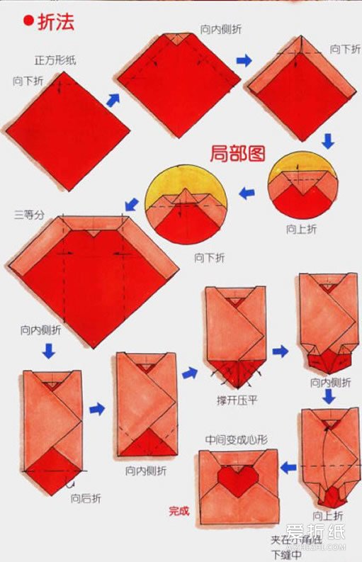 情书信封怎么折 带爱心情书信封的折法图解- www.aizhezhi.com