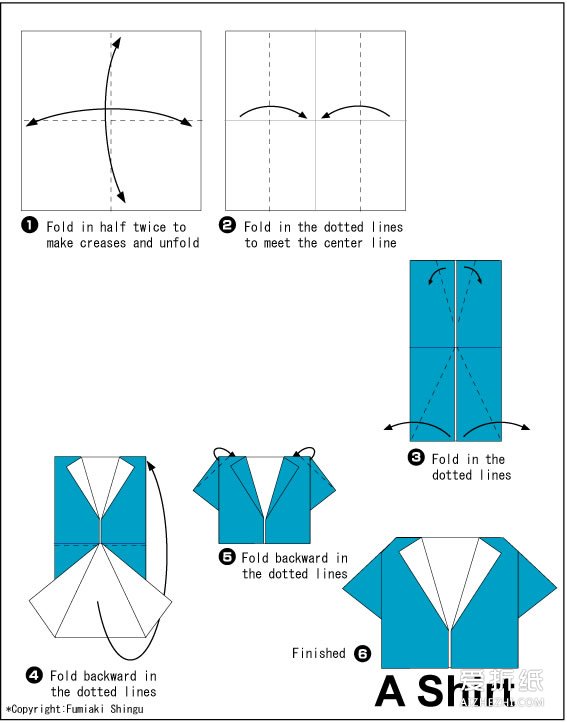 折衣服步骤简易图 折纸衣服饰大全图解- www.aizhezhi.com