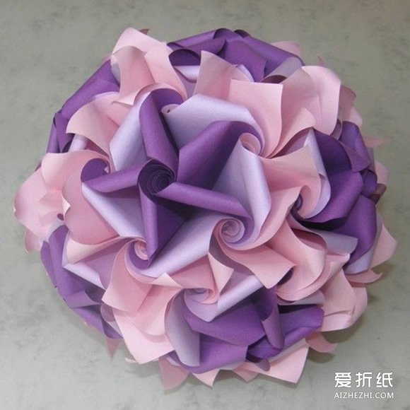 创意折纸花球图片 美丽的纸花球作品- www.aizhezhi.com