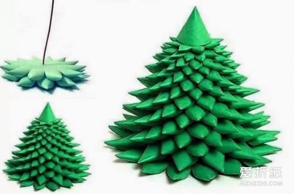 如何折纸立体圣诞树 立体圣诞树的折法图解- www.aizhezhi.com