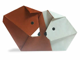 一张纸折出两只小狗 同时折两只狗的折法