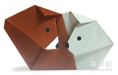 一张纸折出两只小狗 同时折两只狗的折法- www.aizhezhi.com