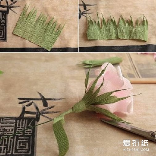 如何折纸皱纹纸花 手工皱纹纸花的折法图解- www.aizhezhi.com