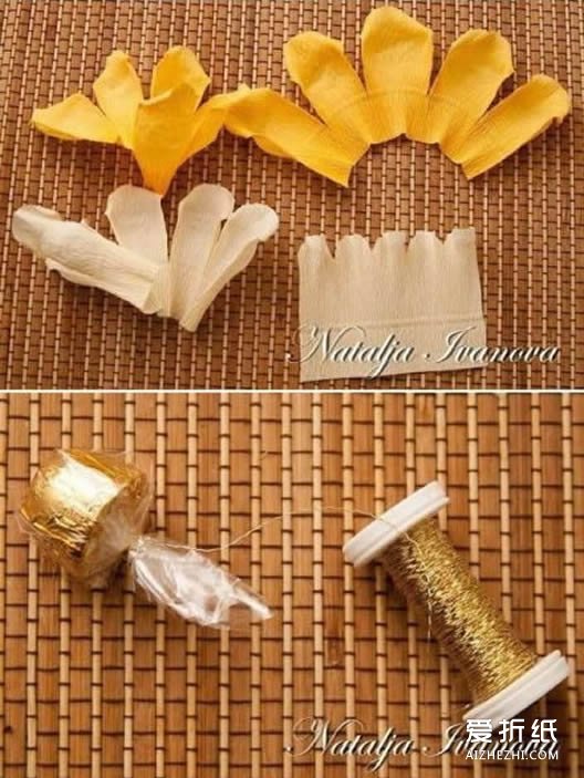皱纹纸糖果花束的制作方法图解- www.aizhezhi.com