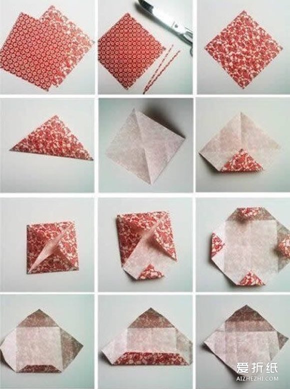 如何折纸首饰盒 方形首饰盒的折法图解- www.aizhezhi.com
