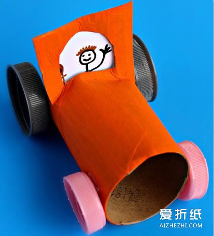 幼儿小汽车模型制作 简单卷纸筒汽车的做法- www.aizhezhi.com