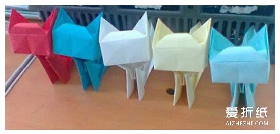 手工折纸站立猫咪图解 复杂小猫的折法教程- www.aizhezhi.com