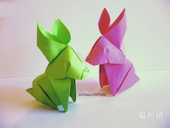 如何折纸兔子的方法 立体兔子的折法步骤图解- www.aizhezhi.com