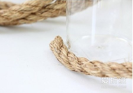 如何用麻绳制作花瓶 田园风麻绳花瓶DIY教程- www.aizhezhi.com