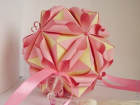 绣球般美丽的花球折纸 手工折纸绣球的折法图解