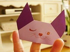 如何折纸猫咪指偶 儿童小猫指偶玩具的折法图解