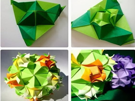 组合式纸花球的折法 折叠纸花球图解教程