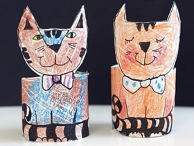 怎么用卷纸芯做猫咪 幼儿猫咪玩具制作图解