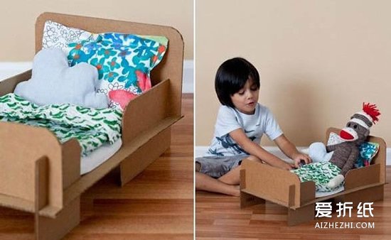 如何用硬纸板做小床 儿童过家家玩具床手工制作- www.aizhezhi.com