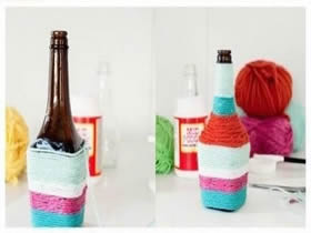 酱油瓶废物利用做花瓶 毛线缠绕酱油瓶DIY花瓶教