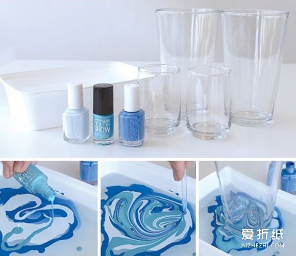 个性玻璃杯DIY方法 指甲油改造玻璃杯的创意- www.aizhezhi.com