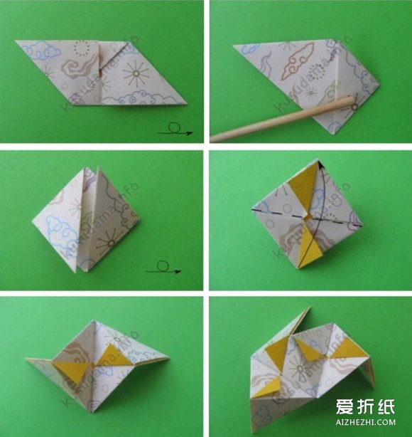 如何折纸五瓣花球 立体花球折纸步骤- www.aizhezhi.com