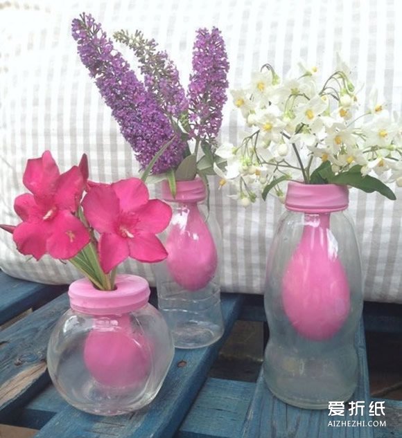 简单创意玻璃花瓶DIY 玻璃瓶做花瓶的方法- www.aizhezhi.com