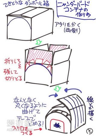 废纸箱做猫窝的方法 硬纸板狗窝手工制作- www.aizhezhi.com