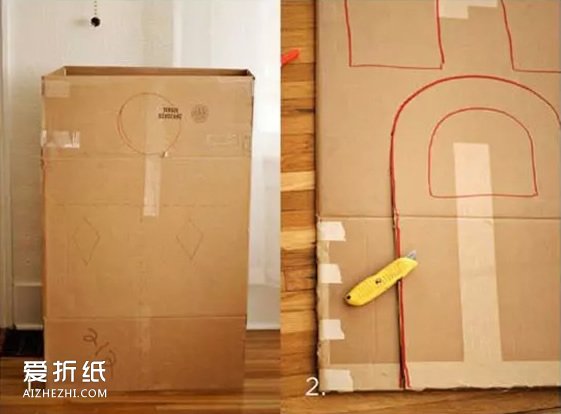 怎么用纸箱做房子的步骤 手工制作纸箱房子图片- www.aizhezhi.com