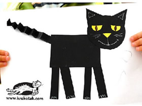 幼儿纸贴画小黑猫 简单猫咪纸贴画手工制作