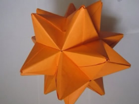 每个面都是五角星纸花球的折纸方法图解
